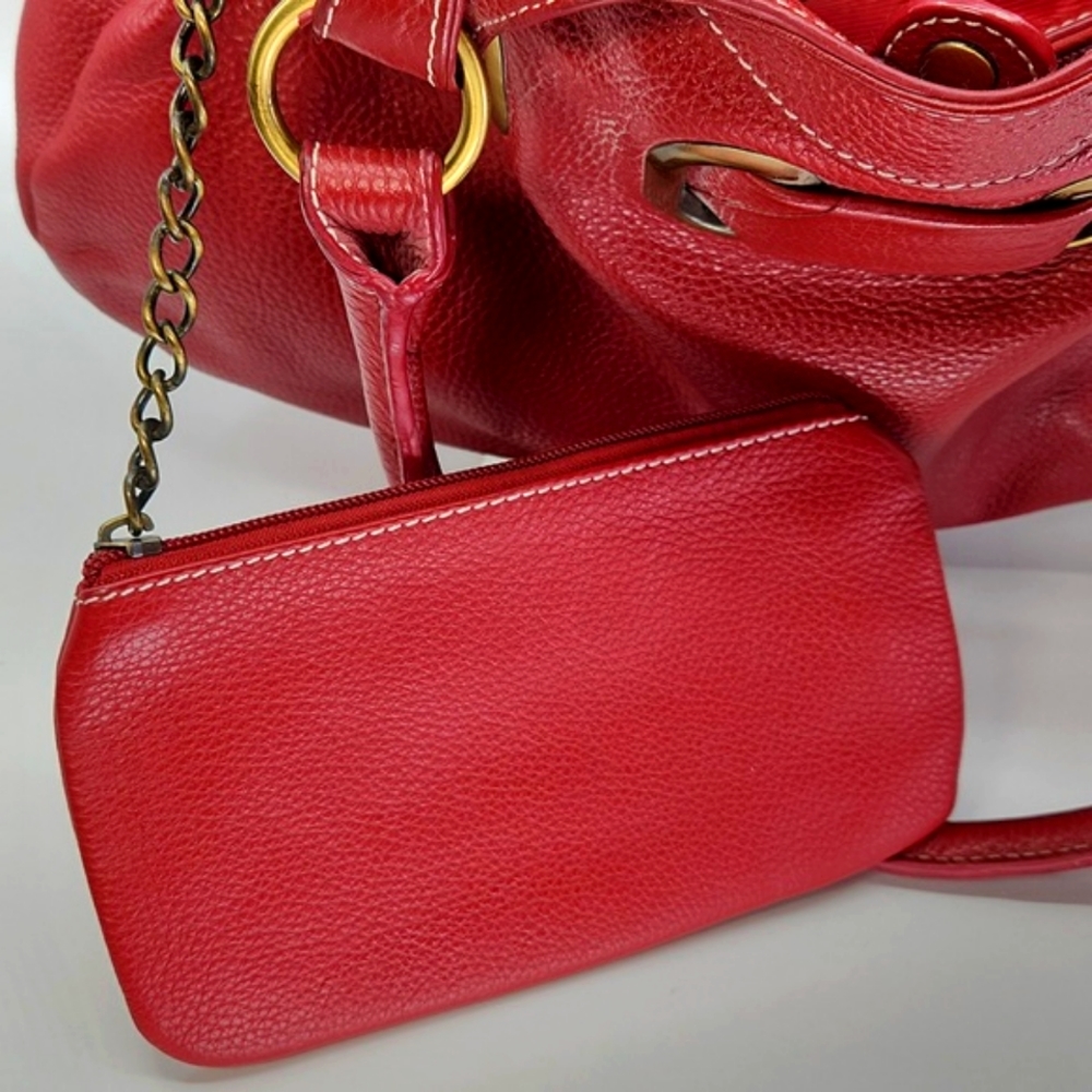 Vera Pelle Red Leather Shoulder Handbag with leather pouch - Picture 5 of 8